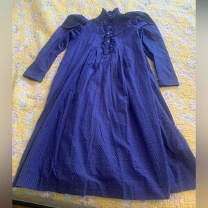 Laura Ashley 1970s Blue Floral Smock Dress